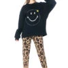 JOSHUAS, Schwarzes Sweatshirt Mit Rundhalsausschnitt Und Smiley-Motiv -Kleider Geschaft hoodie 1053 black gr. m 0 71 m. hose 20003 5