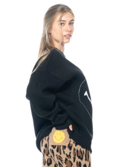 JOSHUAS, Schwarzes Sweatshirt Mit Rundhalsausschnitt Und Smiley-Motiv -Kleider Geschaft hoodie 1053 black gr. m 0 71 m. hose 20003 6