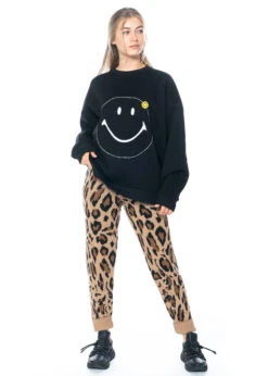 JOSHUAS, Leoparden-Smiley-Hose Aus Kaschmir-Wolle-Mix