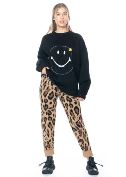 JOSHUAS, Leoparden-Smiley-Hose Aus Kaschmir-Wolle-Mix -Kleider Geschaft hose leopard 20003 0 44 m. pulli 10453 0 56