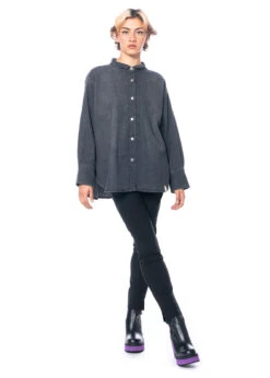 HENRY CHRIST, Weites Jeanshemd Mit Kleinem Kragen London