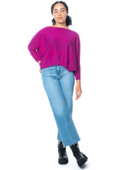 Knit Knit, Abgerundeter Langer Pullover -Kleider Geschaft lampone m 2