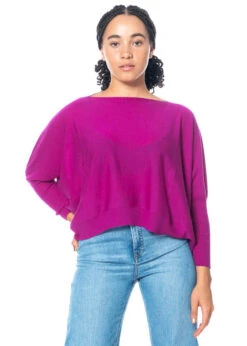 Knit Knit, Abgerundeter Langer Pullover -Kleider Geschaft lampone m