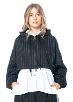 LA HAINE INSIDE US, Gestreifte Jacke Mit Kapuze 4M LW555 -Kleider Geschaft lw555 s