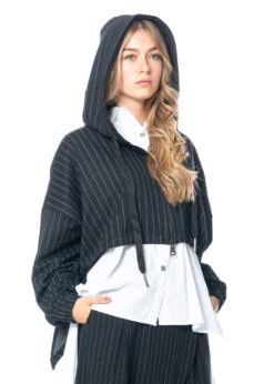 LA HAINE INSIDE US, Gestreifte Jacke Mit Kapuze 4M LW555 -Kleider Geschaft lw555 s 7