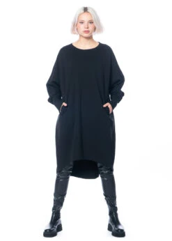 LA HAINE INSIDE US, Langes Schwarzes Kleid 4M LW557 -Kleider Geschaft lw557 black xs s 4