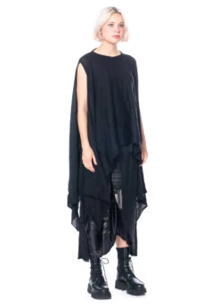 BARBARA BOLOGNA, Multifunktionale Wollmix-Cardigan Schwarz