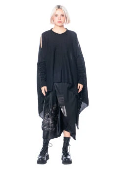 BARBARA BOLOGNA, Multifunktionale Wollmix-Cardigan Schwarz -Kleider Geschaft mari 08 nero os 6