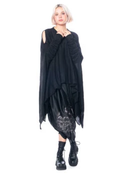 BARBARA BOLOGNA, Multifunktionale Wollmix-Cardigan Schwarz -Kleider Geschaft mari 08 nero os 7