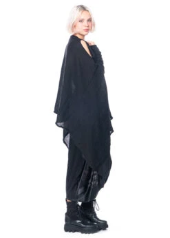 BARBARA BOLOGNA, Multifunktionale Wollmix-Cardigan Schwarz -Kleider Geschaft mari 08 nero os 8