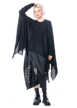 BARBARA BOLOGNA, Multifunktionale Wollmix-Cardigan Schwarz -Kleider Geschaft mari 08 nero os 9