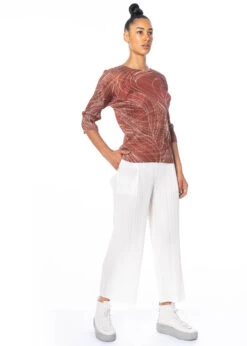 PLEATS PLEASE ISSEY MIYAKE, Halblanges Oberteil BREEZE In Braun -Kleider Geschaft pp26jk731 neu ganz