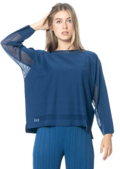 PLEATS PLEASE ISSEY MIYAKE, Langärmeligs Shirt A-POC STEP In Navy -Kleider Geschaft pp28lk791 3