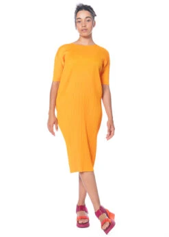 PLEATS PLEASE ISSEY MIYAKE, Komfortables Kleid MAY In Orange -Kleider Geschaft pp36jh146 neu 5