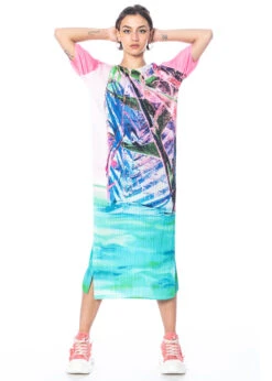PLEATS PLEASE ISSEY MIYAKE, Schmal Geschnittenes Kleid TROPICAL WINTER -Kleider Geschaft pp38jh674 7