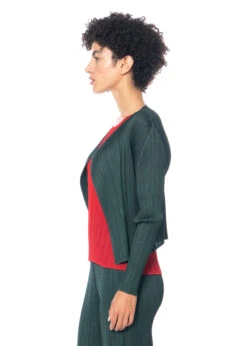 PLEATS PLEASE ISSEY MIYAKE, Lässiger Cardigan JULY -Kleider Geschaft pp38jo114 col 69 dark green 03 3 1