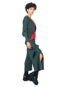 PLEATS PLEASE ISSEY MIYAKE, Leichte Hose Mit Plisseefalten JULY -Kleider Geschaft pp38jo114 col 69 dark green 03 4