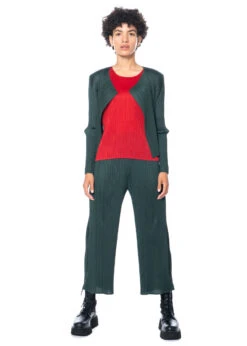 PLEATS PLEASE ISSEY MIYAKE, Leichte Hose Mit Plisseefalten JULY -Kleider Geschaft pp38jo114 col 69 dark green 03 5