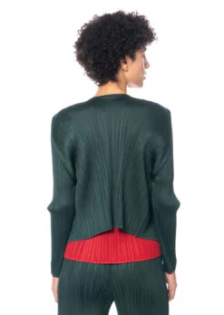 PLEATS PLEASE ISSEY MIYAKE, Lässiger Cardigan JULY -Kleider Geschaft pp38jo114 col 69 dark green 03 5 1