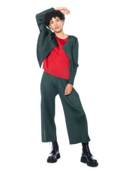 PLEATS PLEASE ISSEY MIYAKE, Leichte Hose Mit Plisseefalten JULY -Kleider Geschaft pp38jo114 col 69 dark green 03 6