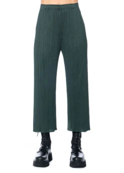 PLEATS PLEASE ISSEY MIYAKE, Leichte Hose Mit Plisseefalten JULY -Kleider Geschaft pp38jo114 col 69 dark green 03 7