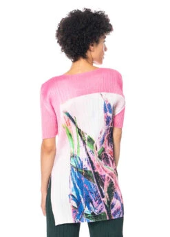 PLEATS PLEASE ISSEY MIYAKE, Buntes Tunikashirt TROPICAL WINTER -Kleider Geschaft pp38jt672 col 22 pink 03 5 1