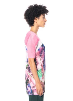 PLEATS PLEASE ISSEY MIYAKE, Buntes Tunikashirt TROPICAL WINTER -Kleider Geschaft pp38jt672 col 22 pink 03 6 1