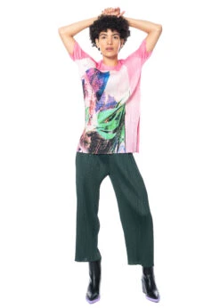 PLEATS PLEASE ISSEY MIYAKE, Buntes Tunikashirt TROPICAL WINTER -Kleider Geschaft pp38jt672 col 22 pink 03 7 1